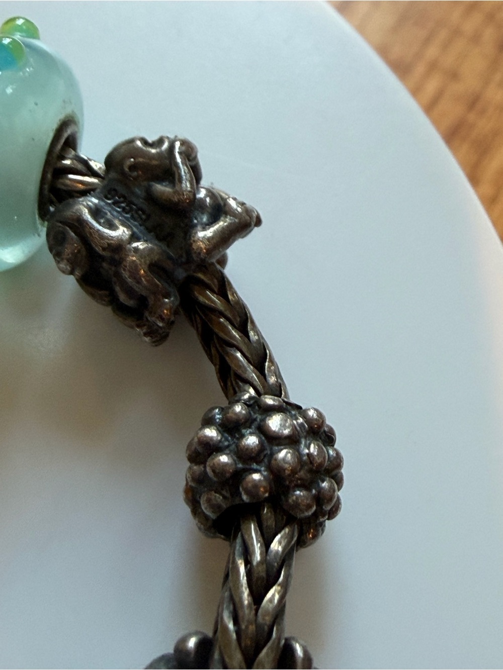 Trollbeads Bracelet with 10 Vintage Beads, Sterling Silver Chain - Picture 8 of 16